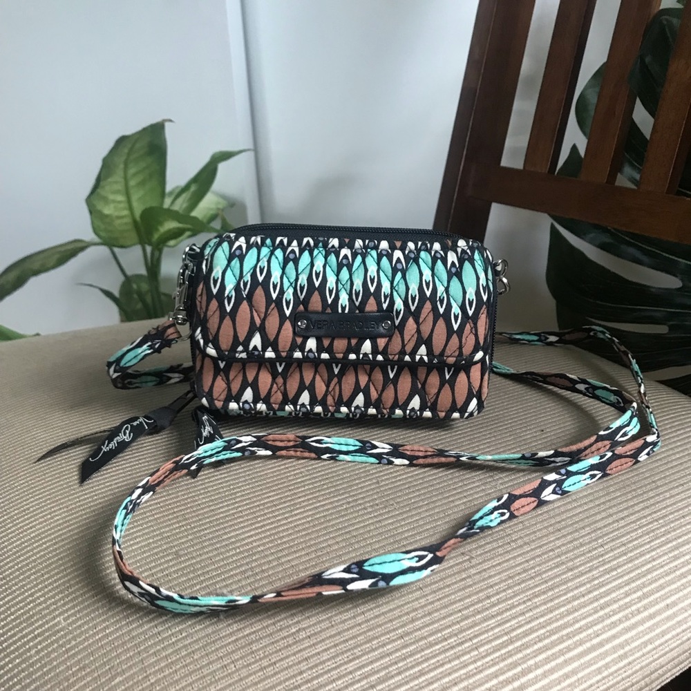 vera bradley brown & blue wristlet purse 🔹